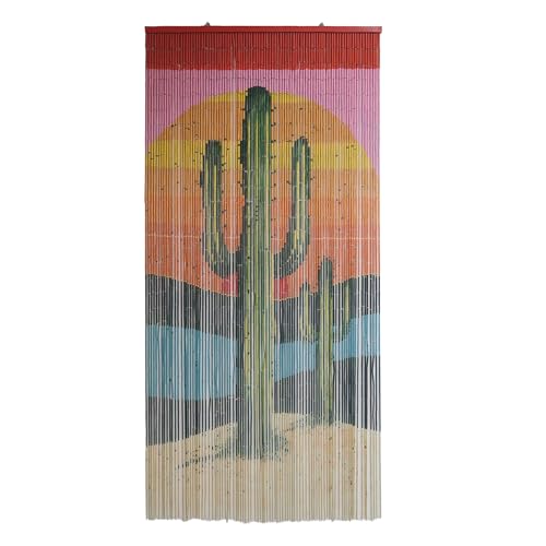 Vietbud DΓ©cor Cactus Bamboo Beaded Curtains for Doorways, Decorative Room Divider, Natural Vietnamese Craft, Indoor Hanging Bamboo Blinds, Sturdy Hook, Easy to Clean, 35.43 x 78.74 Inches VIETBUD DECOR