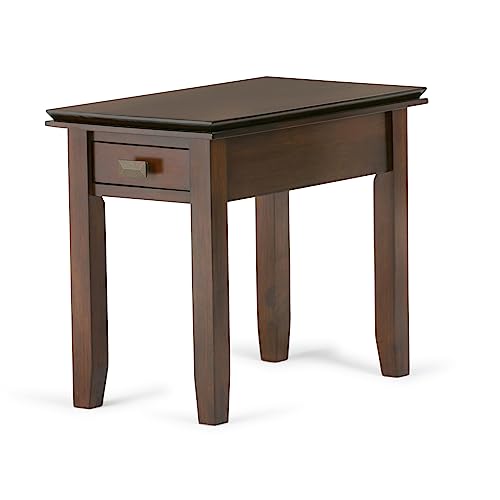 SIMPLIHOME Artisan SOLID WOOD 14 inch wide Rectangle Narrow End Side Table in Russet Brown with Storage, 1 Drawer, for the Living Room and Bedroom SIMPLIHOME