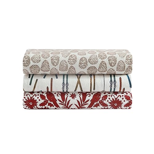 Eddie Bauer 3 Pc Flannel Sheets Twin Size - 100% Cotton Breathable & Soft Twin Sheets Set (1 Flat, 1 Flannel Fitted Sheet & 1 Pillowcase) - 12" Deep Pocket All Seasons Sheet Set (Arcadia Red) Eddie Bauer