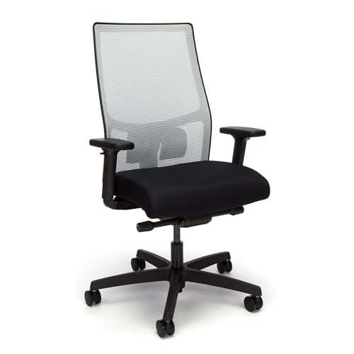 HON Ignition 2.0 Ergonomic Office Chair Fabric Seat, Adjustable Tilt, Swivel Wheels, Comfy for Long Hours, Home Office Desk Chairs, Fog HON