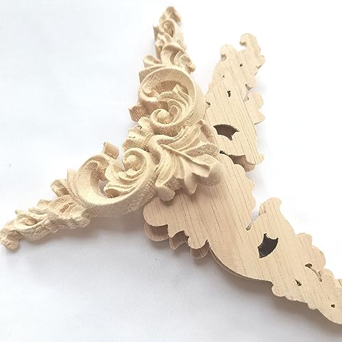Aiminjey 20 Pcs Decorative Wood Flower Carved Appliques Corner Onlay 3.1 x 3.1 inch DIY Unpainted Solid Wooden Carved Corner Decal for Furniture Aiminjey