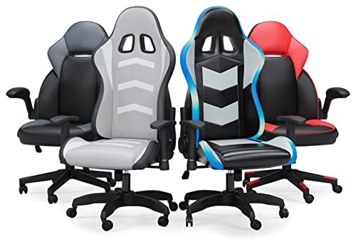 Signature Design by Ashley Lynxtyn Swivel Home Office Gaming Chair with LED Lighting, Black & Gray Signature Design by Ashley