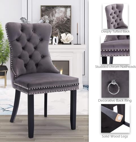 SoarFlash 5 Piece Extendable Dining Table Set for 4-8 Person, Wooden Dining Room Table with 4 Chairs for Gatherings, Meeting for Small Kitchens, Dining Office Areas(Grey/Grey) SoarFlash