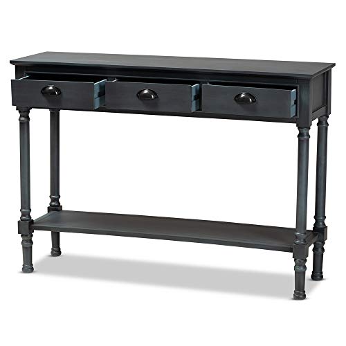 Baxton Studio Garvey French Provincial Grey Finished Wood 3-Drawer Entryway Console Table Baxton Studio
