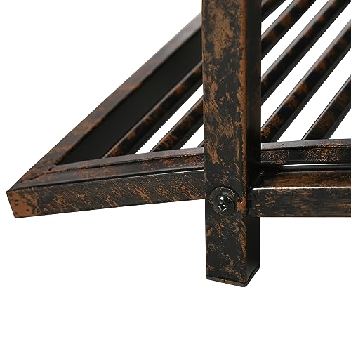 Outsunny 3.3FT Metal Arch Zen Garden Bridge with Safety Siderails, Decorative Footbridge, Delicate Floral Scrollwork for Stream, Fish Pond, Brown Outsunny