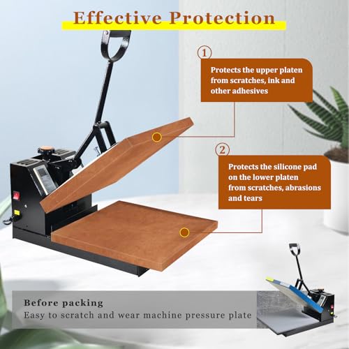 BSTSLL 2 Pcs Heat Press Platen Cover 15 x 15 Inch Teflon Sheets Protector Reusable Platen Wrap Cover for Sublimation Heat Pressing Machine Plate from Scratches, Residue BSTSLL