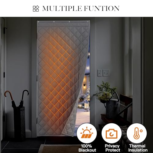 RYB HOME Grey Large Thermal Insulated Curtain for Winter, Window Insulation Soundproof Room Divider for Drafty Door Basement Laundry Acoustic Covering as Door Curtain, W48 x L96 inch, 1 Panel RYB HOME