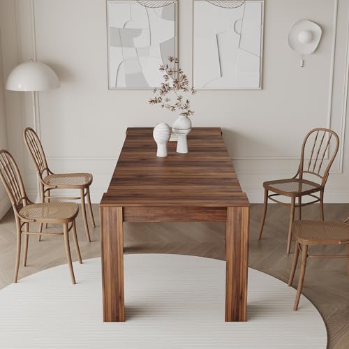 Extendable Console Dining Room Table, 20.08(118.5) x35.4 in Space Saving Expandable Table with Adjustable Length,for 2-12 People, Modern Multifunctional Furniture Meeting (Walnut) MoBtovs