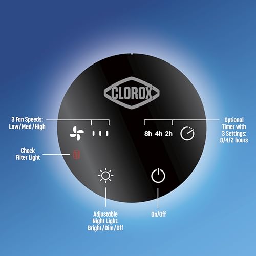 Clorox Air Purifiers for Bedroom Home, True HEPA Filter, Small Rooms Up to 200 Sq Ft, Removes 99.9% of Mold, Viruses, Wildfire Smoke, Allergens, Pet Allergies, Dust, AUTO Mode, Whisper Quiet Clorox Home Appliances