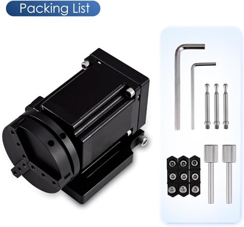 Monport D70 Rotary Axis Attachment for Fiber Laser Engravers, 70mm Rotating Shaft with 3 Jaw Rotary Chuck Stepper Motor, Laser Marking Machine Rotary Tool Accessory Kit for Ring Bracelet Bottle More Monport