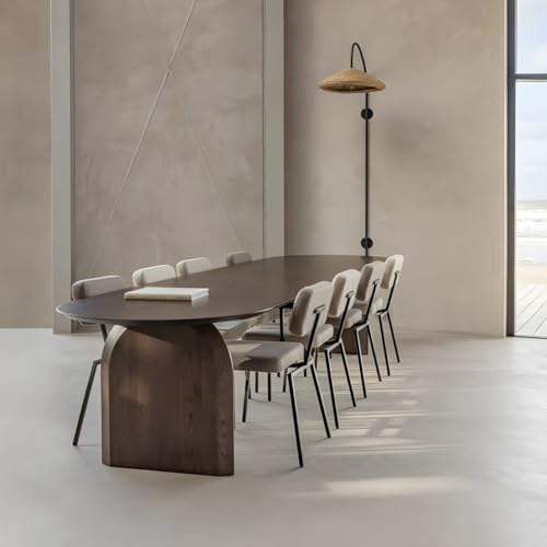 LAKIQ Oval Solid Wood Dining Table Farmhouse Wooden Meeting Room Conference Table Rectangle Office Writing Desk - Table Only - Without Chairs (Natural, 63" L x 31.5" W x 29.5" H) LAKIQ