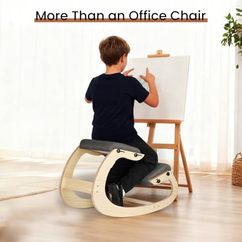 Ultimate Ergonomic Kneeling Chair - Adjustable Seat & Smooth Rocking Base for Active Posture Support, Effectively Relieves Back & Spine Pressure at Home/Office, Sturdy Kneeling Chair Holds 300lbs Drizzlen
