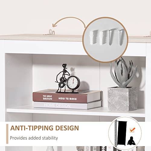 HOMCOM 70" White Kitchen Hutch with Adjustable Shelves and Open Countertop Storage HOMCOM