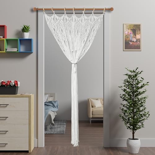Atsweetlife Macrame Curtain Handmade Boho Doorway Curtains,Backdrop Panel Hippie Door Hanging Wedding Decor Curtain Divider Bohemian Cover Bedroom (Natural, 90×200cm/35×79in, Gradient) Atsweetlife