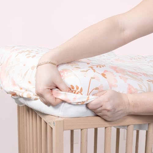 The Peanutshell 4-Pack Fitted Crib Sheet Set - Super Soft & Breathable Baby Girl Crib Sheets, Nursery Decor, Fit for Standard Mattress Cover- Whimsical Floral The Peanutshell