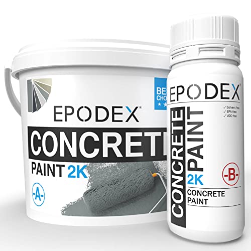 EPODEXยฎ 2K Concrete Paint Epoxy Resin Based Floor Coaint Kit Many Colors Garage Floors, Industrial Floors, Parking Spaces, Masonry, Screed, Cement, Micro Cement| 90min Curing time EPODEX