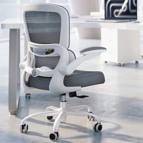 TRALT Office Chair - Ergonomic Desk Chair with Adjustable Lumbar Support, Mesh Computer Chair, Executive Chairs for Home Office Comfortable Lumbar Support (White) TRALT