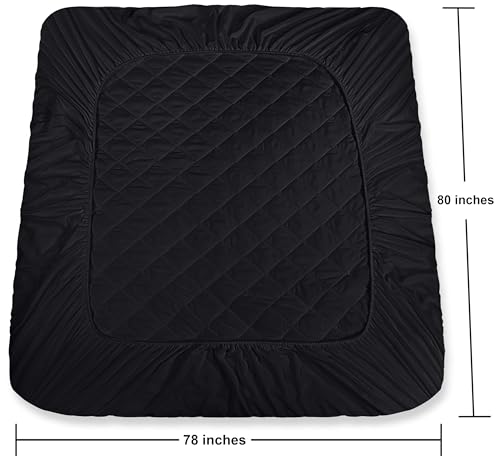 Utopia Bedding Quilted Fitted Mattress Pad, King Size, Elastic Fitted Mattress Topper Protector and Cover with Deep Pocket Stretches up to 16 Inches, Machine Washable (Black) Utopia Bedding