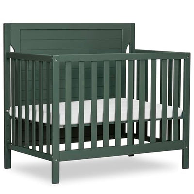 Dream On Me Bellport 4-in-1 Convertible Mini Baby Crib, Compact Design in Safari Green, GreenGuard Gold & BSA, Non-Toxic, Pinewood, Converts to Mini Daybed & Twin Bed, 1″ Mattress Pad