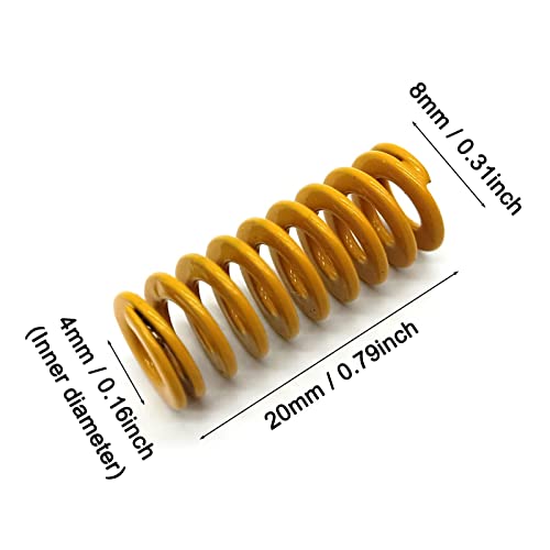 BlingKingdom 8pcs Heating Bed Spring Die Head Leveling Spring 3D Printer Compression Spring 0.31" OD 0.79" Length, Stable Bottom Connection Level for Creality Ender 3/3 Pro / 3 V2, etc. (Yellow) BlingKingdom