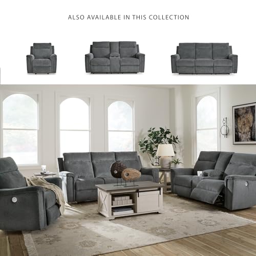 Signature Design by Ashley Barnsana Minimalist Power Reclining Loveseat with Console and USB Charging Ports, Gray Signature Design by Ashley