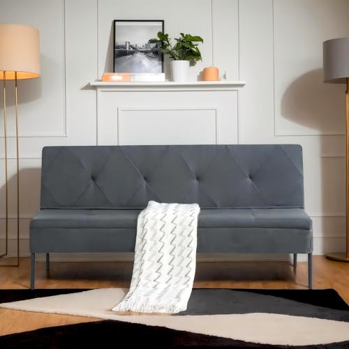 MWrouqfur Convertible Folding Futon Sofa Bed,Modern Fabric Sleeper Bed Couches with 3 Reclining Angles,68" Split Back Recliner Loveseat for Small Living Room Apartment Dorms (Grey, 70") MWrouqfur
