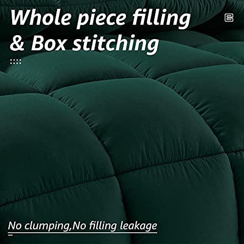 HYLEORY All Season Twin Size Bed Comforter - Cooling Goose Down Alternative Quilted Duvet Insert with Corner Tabs - Winter Warm - Machine Washable - Emerald Green HYLEORY