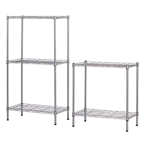 Karl home 5-Tier Adjustable Wire Unit Shelves, Height Metal Storage Shelves for Kitchen/Bathroom/Garage Organization, Stainless & Sturdy Frame,551lbs Capacity, 21.3”L x 11.4”W x 59”H, Chrome Karl home