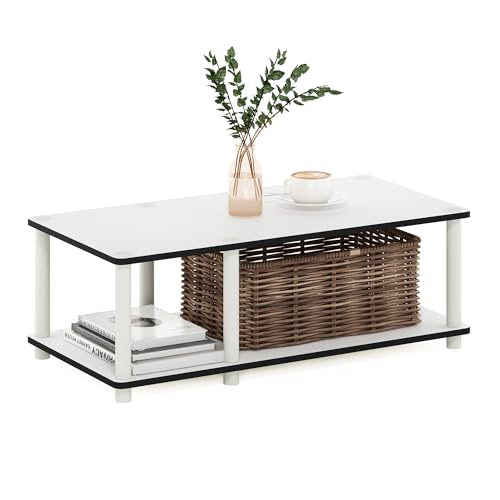 Furinno Just No Tools Mid TV Stand, White w/White Tube Furinno