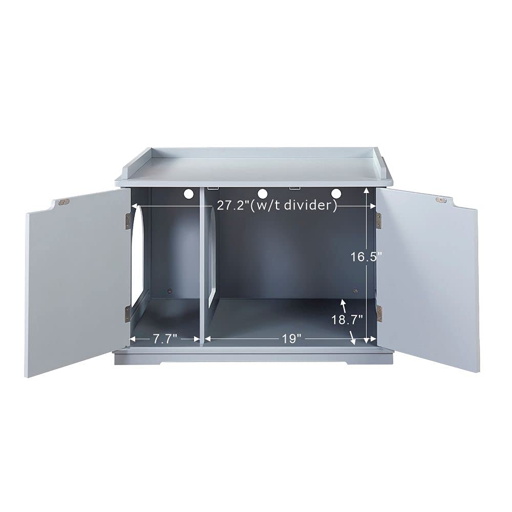 unipaws Cat Litter Box Enclosure Furniture, Cat Washroom, Hidden Litter Box Cover, Cabinet for Large Cat, Dog Proof Cat Litter Boxes, Hideaway Litter Box, Cat House, Grey unipaws