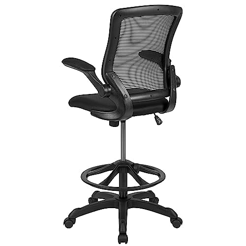 Flash Furniture Kale Mid-Back Swivel Office Chair with Adjustable Foot Ring, Lumbar Support, and Seat Height, Ergonomic Mesh Executive Chair, Black Flash Furniture