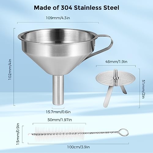 Sovol 3D Stainless Steel Funnel, Resin Funnel Filter Cup for SLA/DLP/LCD Resin 3D Printer UV Resin, Double-Strainer Filter for 3D Printing Liquid, Coming with Resin Cleaning Kit Sovol