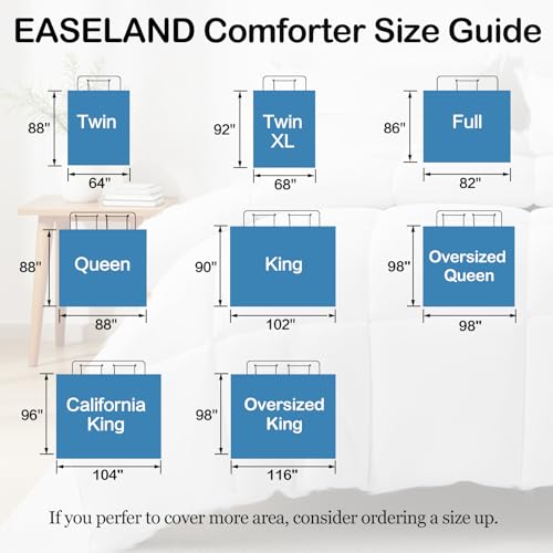 EASELAND Twin Size Down Alternative Comforter - Quilted Duvet Insert for All Seasons, Soft Lightweight with Corner Tabs, Summer Winter Warm Bedding, Beige 64×88 Inches EASELAND