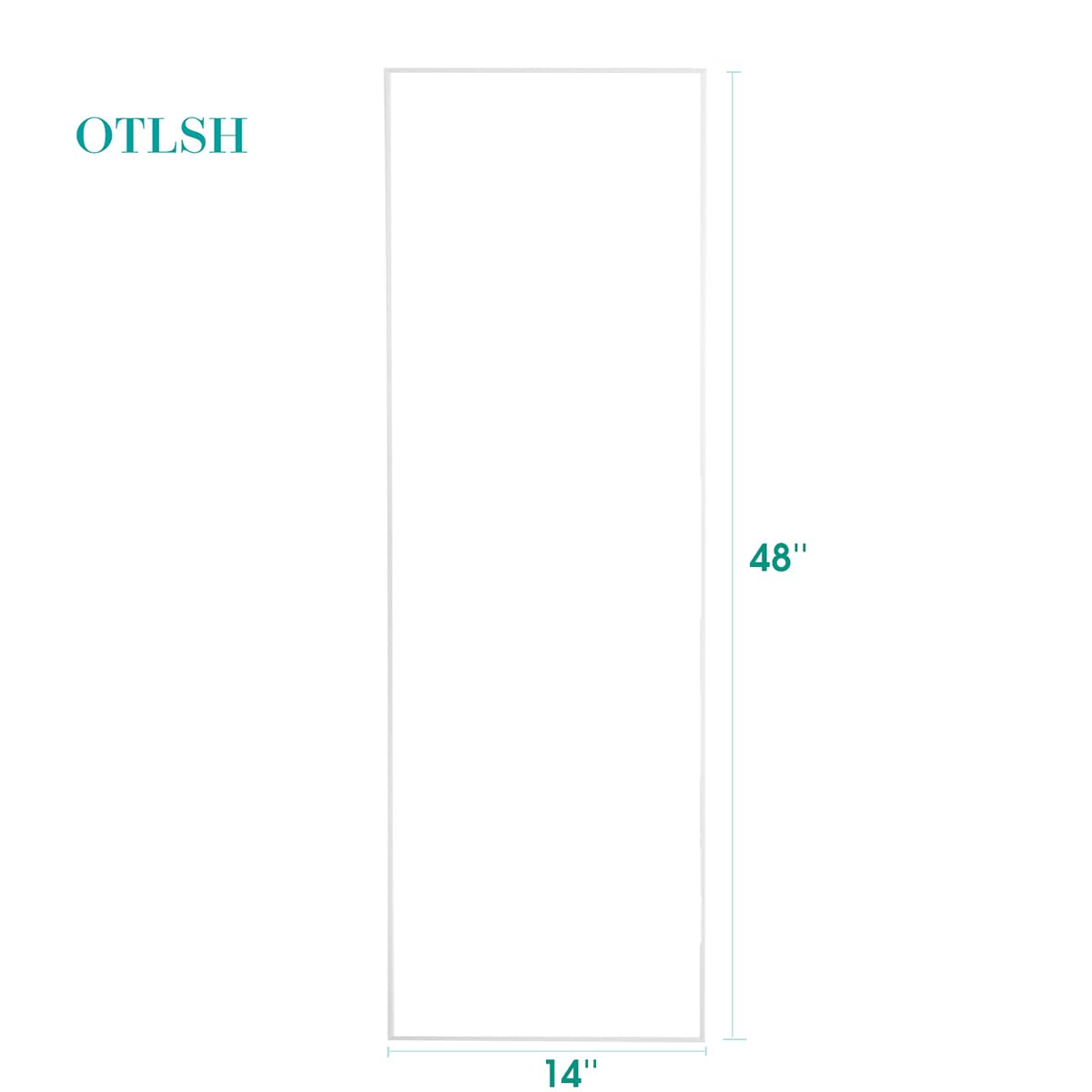 Otlsh 14"×48" Door Mirror,Full Length Mirror, Over The Door, Wall Mirror, Thin Frame, Aluminum Alloy, for Bedroom, Living Room, Entryway -White Otlsh