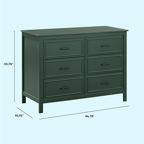 DaVinci Charlie 6-Drawer Baby Dresser - Wooden Double Chest of Drawers for Kids, Boys and Girls - Multi-Purpose Storage for Bedroom, Nursery, Living Room & Hallway, Easy to Assemble - Forest Green DaVinci