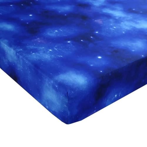 SDIII 3PCS Blue Space Fitted Sheet Set Twin, Bed in a Bag Galaxy Bedding Twin Sheet Fitted, Soft Microfiber, Soft Twin Sheet Set for Kids Boys and Girls, 1 Fitted Sheet and 2 Pillowcases SDIII