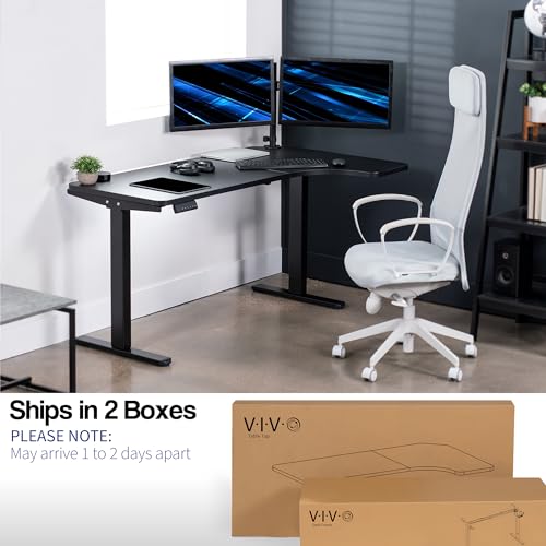 VIVO Electric Corner 58 x 35 in Dual Motor L Shape Motorized Stand Up Desk, Memory Height Adjustment, Reversible Black Top, Black Frame, DESK-KIT-E2RB VIVO