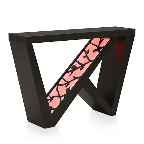 HOMES: Inside + Out Naomi Modern Decorative Accent LED Console Table with W-Shaped Legs and Remote, Wood Entryway Furniture for Living Room, Hallway, Entrance, Small Spaces, Black HOMES: INSIDE + OUT
