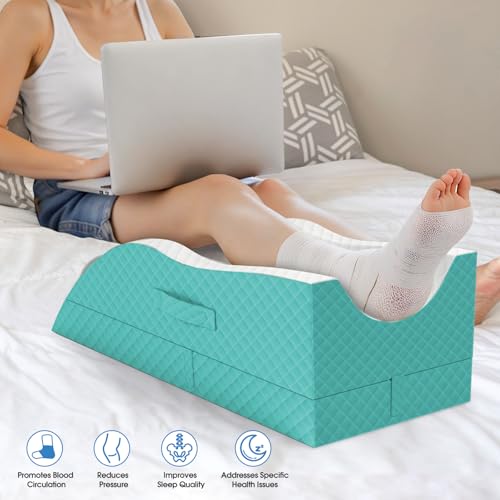 TranquilRelax Elevation Pillows for Leg After Surgery, Memory Foam Adjustable Wedge Pillow for Injury or Rest, Ankle Pillow for Sleeping Blood Circulation Green/Single Leg TranquilRelax