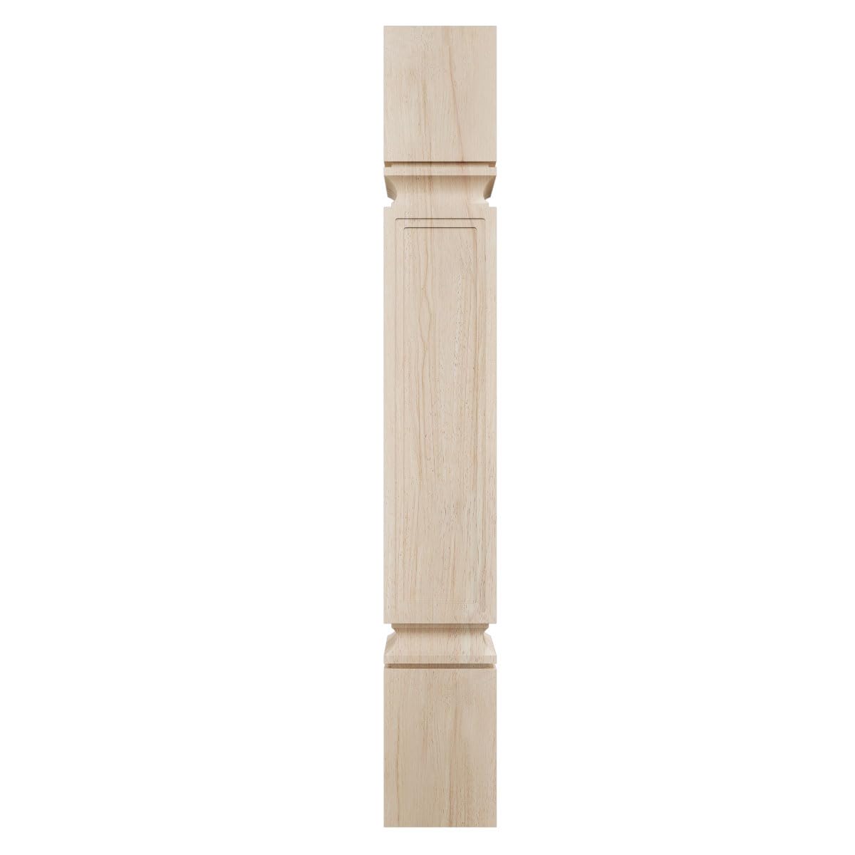 Ekena Millwork COL05X05X35KERW Kent Raised Panel Cabinet Column (Top Block: 6", Bottom Block: 7"), 5"W x 5"D x 35 1/2"H, Rubberwood Ekena Millwork