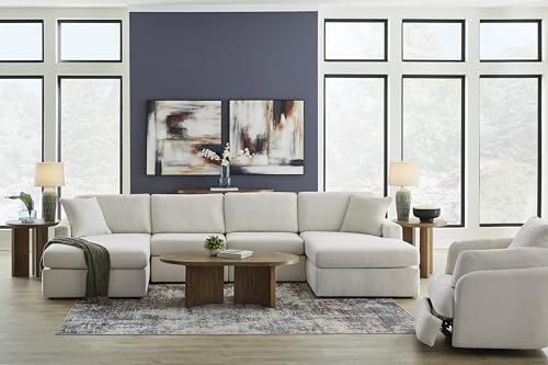 Signature Design by Ashley Modmax Coastal Press-Back Swivel Glider Rocker Recliner with Machine Washable Cover, Hidden Storage Compartments and 2 Bolster Pillows, Beige Signature Design by Ashley