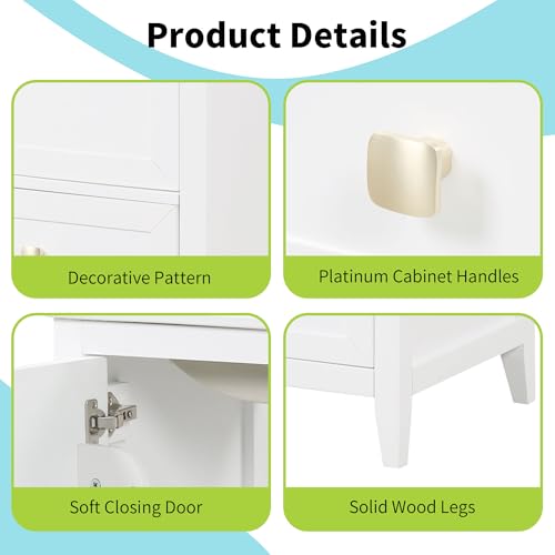 20" Bathroom Vanities with Ceramic Sink, Storage Rack Shelf and One Drawer, Solid Wood & MDF Board, White Merax