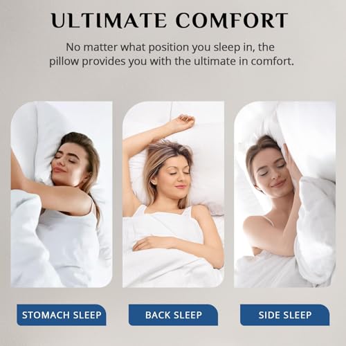 JOLLYVOGUE Pillows Queen Size Set of 1, Washable Supportive Single Bed Pillow with Super Soft Down Alternative Fill, Luxury Fluffy Hotel Quality for Side, Back, and Stomach Sleepers JOLLYVOGUE
