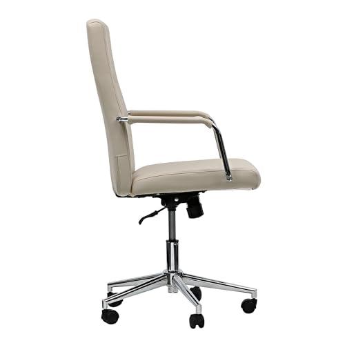 Workspace by Alera Leather Task Chair, Supports Up to 275 lb, 18.19" to 21.93" Seat Height, White Seat, White Back Alera
