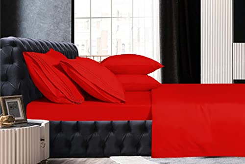 Mocassi Queen Sheet Set - Luxury Hotel 1800 Premier Bedding Sheets & Pillowcases - Ultra Soft Breathable & Cooling Bed Sheets - Deep Pocket - Wrinkle Resistant - 6 Piece Set - Queen, Red Mocassi