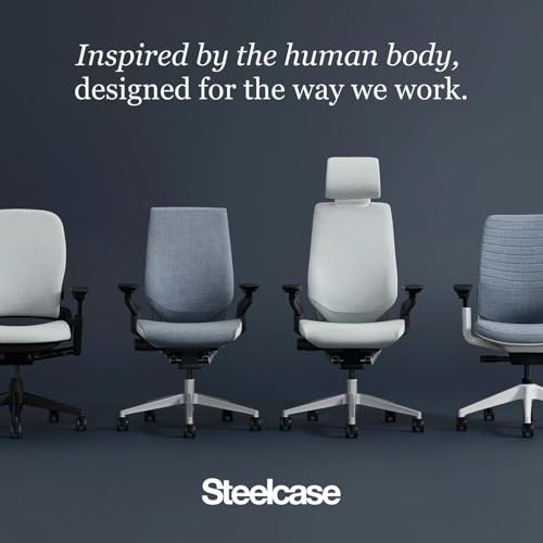 Steelcase Gesture Office Chair - Ergonomic Work Chair with Wheels for Carpet - Comfortable - Intuitive-to-Adjust for Desk - 360-Degree Arms - Graphite Gray Fabric Steelcase