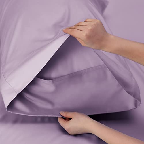 Bedsure Cooling Sheets Twin, Rayon Derived from Bamboo, Breathable & Soft Twin Sheets Set, Deep Pocket Up to 16 Inches, Hotel Luxury Silky Bedding for Hot Sleepers, Lilac Bedsure