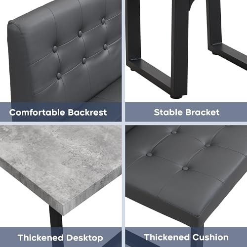 Modern Corner Dining Table Set, 72 Inch Breakfast Nook with Banquette, 5 Piece Set with Storage Bench, Grey XIAO WEI