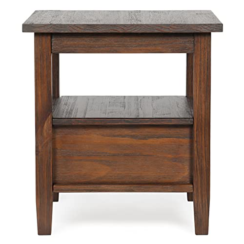 SIMPLIHOME Warm Shaker SOLID WOOD 20 inch Wide Rectangle Rustic End Table in Distressed Charcoal Brown with Storage, 1 Drawer, 1 Shelf, for the SIMPLIHOME