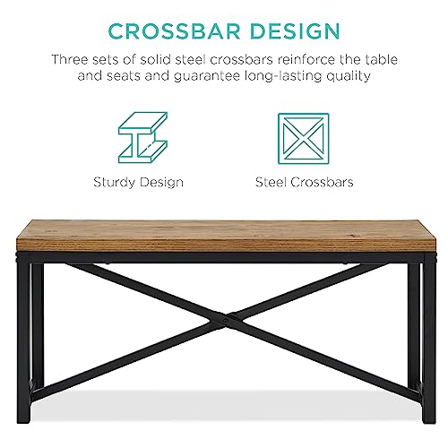Best Choice Products 45.5in 3-Piece Bench Style Dining Furniture Set, 4-Person Space-Saving Dinette for Kitchen, Dining Room w/ 2 Benches, Table - Light Brown/Black Best Choice Products